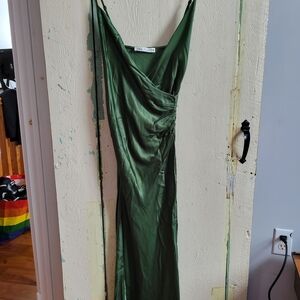 Zara Satin-y Green Dress